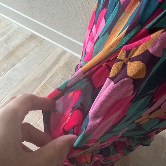 MELLODAY | Womens Colorful Midi Ruffled Tiered Smocked Bodice Dress Small Boho - Picture 10 of 15